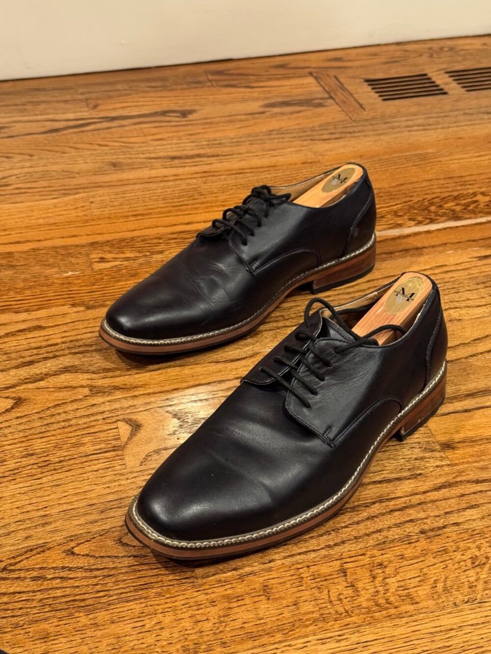 Joseph Abboud Dark Navy Leather Derby Dress Shoes Mens 9 D